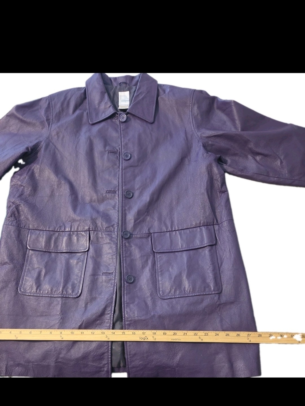 Roaman's Purple Leather Button-Front Jacket - Picture 12 of 13